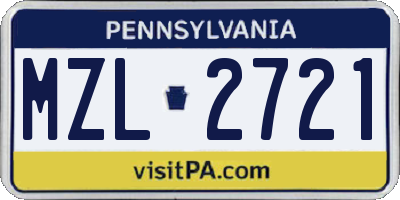 PA license plate MZL2721