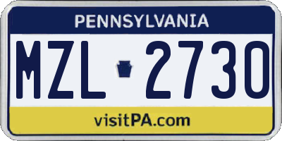 PA license plate MZL2730