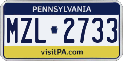 PA license plate MZL2733