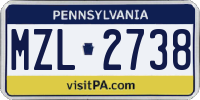 PA license plate MZL2738