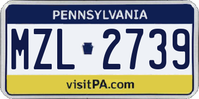 PA license plate MZL2739