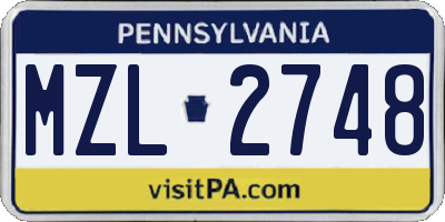 PA license plate MZL2748