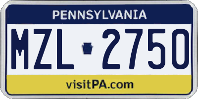 PA license plate MZL2750