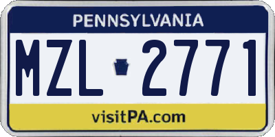 PA license plate MZL2771