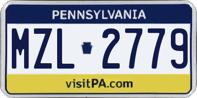 PA license plate MZL2779