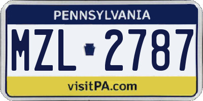 PA license plate MZL2787