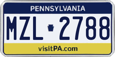 PA license plate MZL2788
