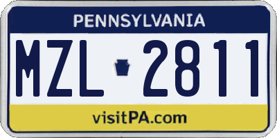 PA license plate MZL2811