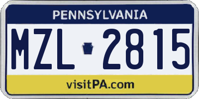 PA license plate MZL2815