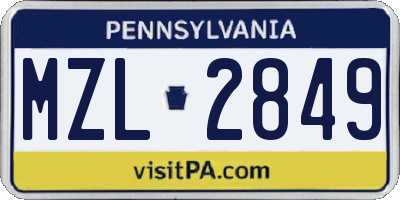 PA license plate MZL2849