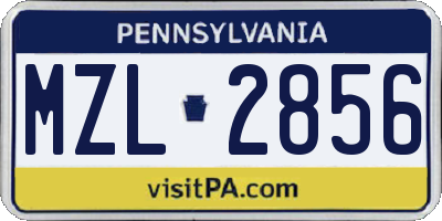 PA license plate MZL2856