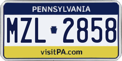 PA license plate MZL2858