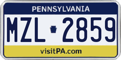 PA license plate MZL2859