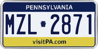PA license plate MZL2871