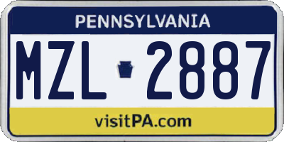 PA license plate MZL2887
