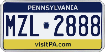 PA license plate MZL2888