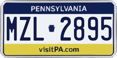 PA license plate MZL2895