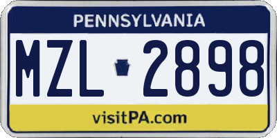 PA license plate MZL2898