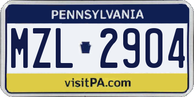 PA license plate MZL2904
