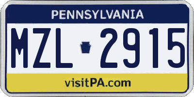 PA license plate MZL2915