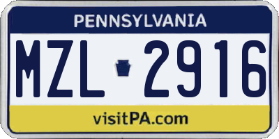PA license plate MZL2916