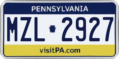 PA license plate MZL2927