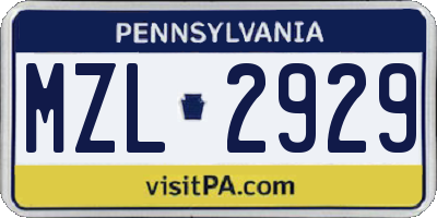 PA license plate MZL2929