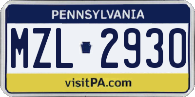 PA license plate MZL2930