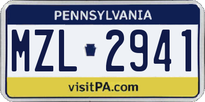 PA license plate MZL2941