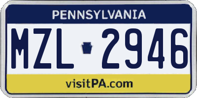 PA license plate MZL2946