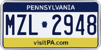 PA license plate MZL2948