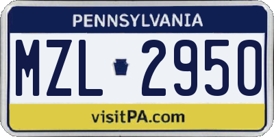 PA license plate MZL2950