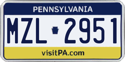 PA license plate MZL2951