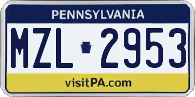 PA license plate MZL2953