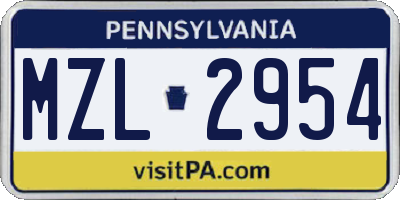 PA license plate MZL2954