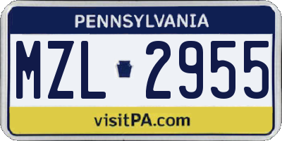 PA license plate MZL2955