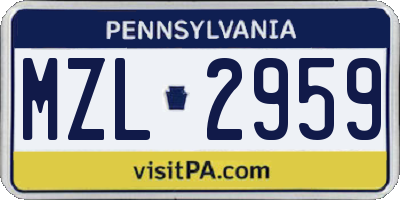 PA license plate MZL2959