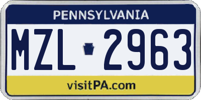 PA license plate MZL2963