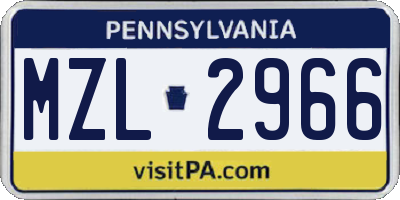 PA license plate MZL2966