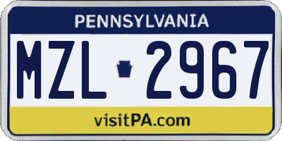 PA license plate MZL2967