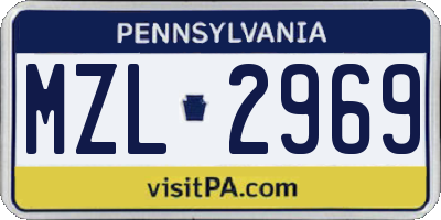 PA license plate MZL2969