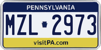 PA license plate MZL2973