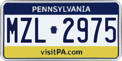 PA license plate MZL2975