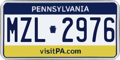 PA license plate MZL2976