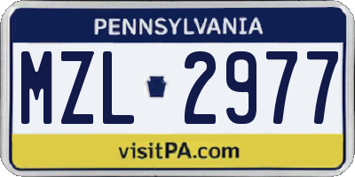 PA license plate MZL2977