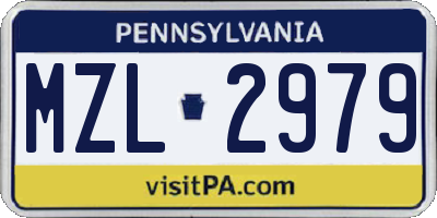 PA license plate MZL2979
