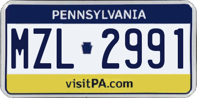 PA license plate MZL2991
