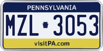PA license plate MZL3053