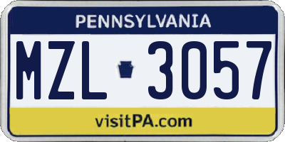 PA license plate MZL3057