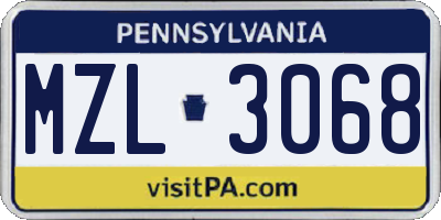 PA license plate MZL3068